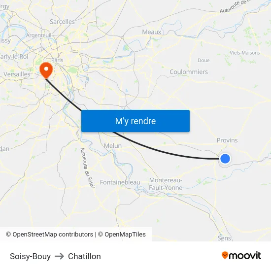 Soisy-Bouy to Chatillon map