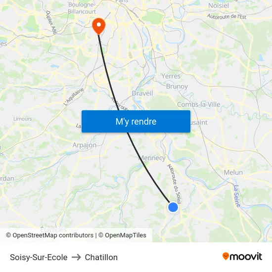 Soisy-Sur-Ecole to Chatillon map