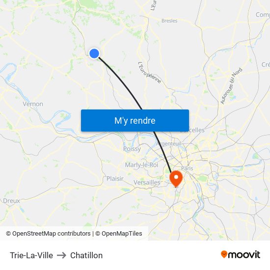 Trie-La-Ville to Chatillon map