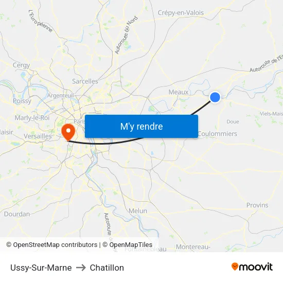 Ussy-Sur-Marne to Chatillon map