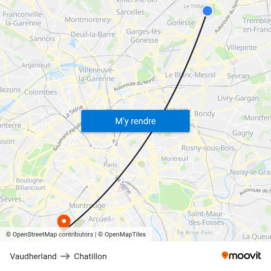 Vaudherland to Chatillon map