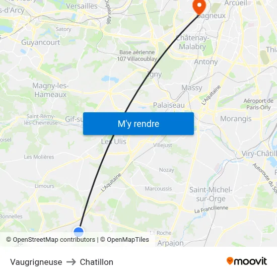 Vaugrigneuse to Chatillon map