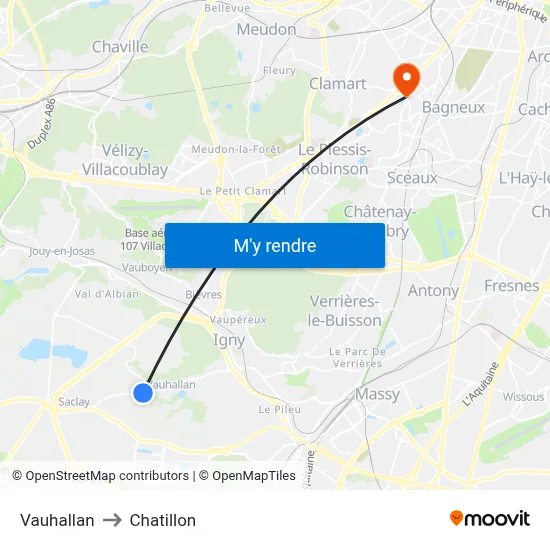 Vauhallan to Chatillon map
