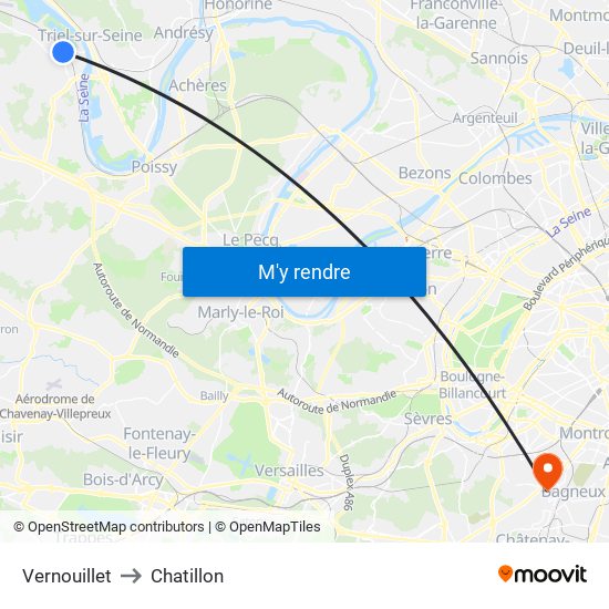 Vernouillet to Chatillon map