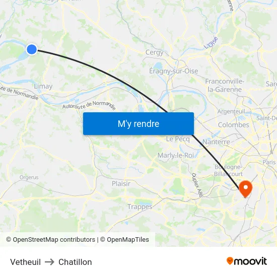 Vetheuil to Chatillon map