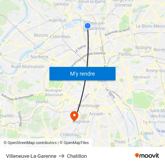 Villeneuve-La-Garenne to Chatillon map