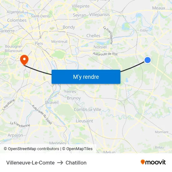Villeneuve-Le-Comte to Chatillon map