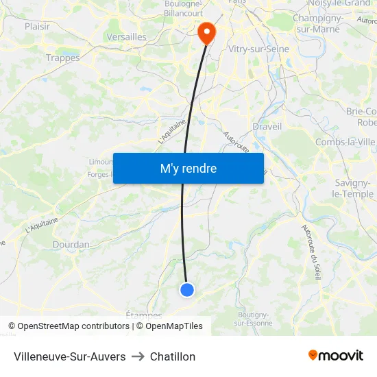 Villeneuve-Sur-Auvers to Chatillon map
