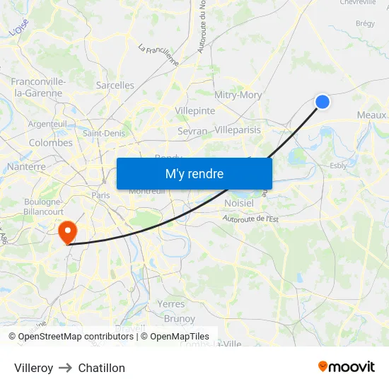 Villeroy to Chatillon map