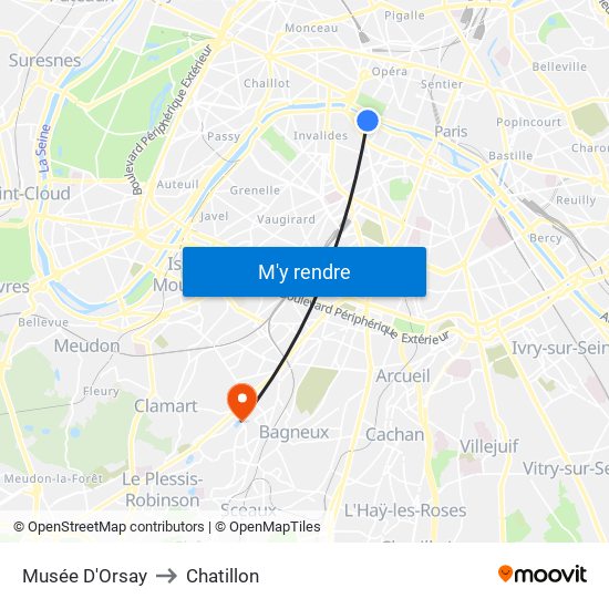 Musée D'Orsay to Chatillon map