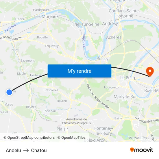 Andelu to Chatou map