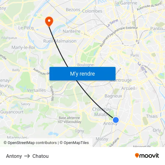 Antony to Chatou map
