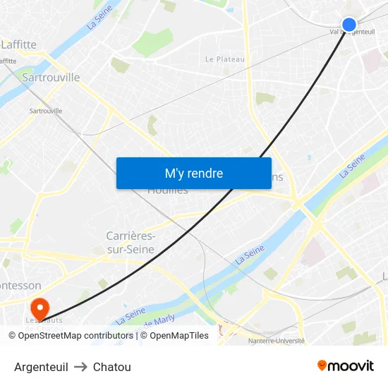 Argenteuil to Chatou map