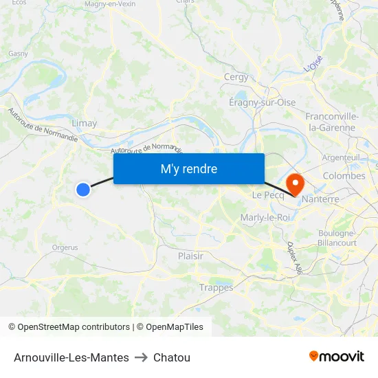 Arnouville-Les-Mantes to Chatou map