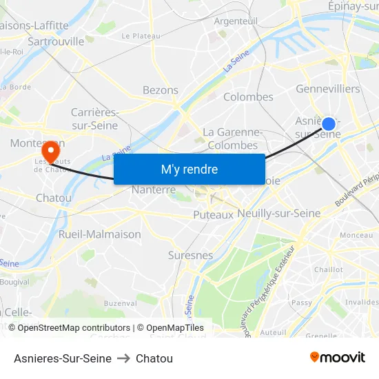 Asnieres-Sur-Seine to Chatou map