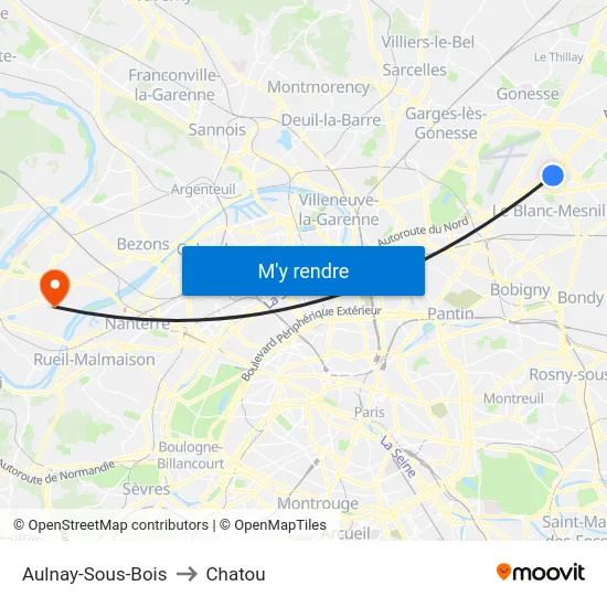 Aulnay-Sous-Bois to Chatou map