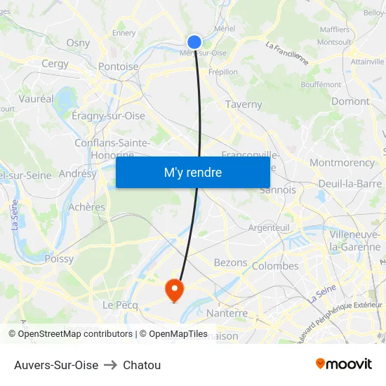 Auvers-Sur-Oise to Chatou map
