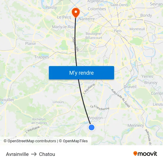 Avrainville to Chatou map