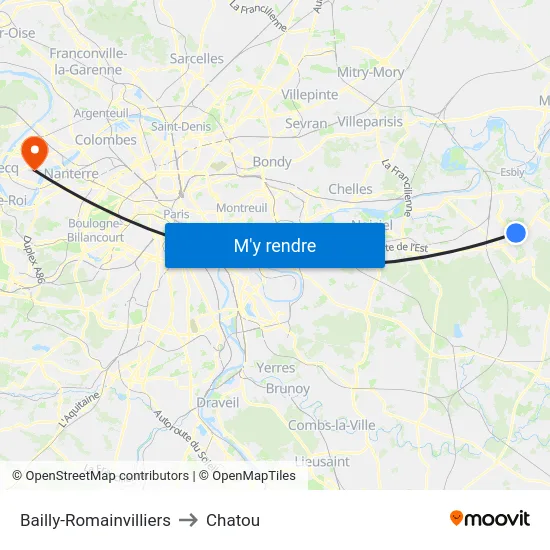 Bailly-Romainvilliers to Chatou map