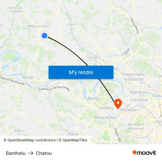 Banthelu to Chatou map