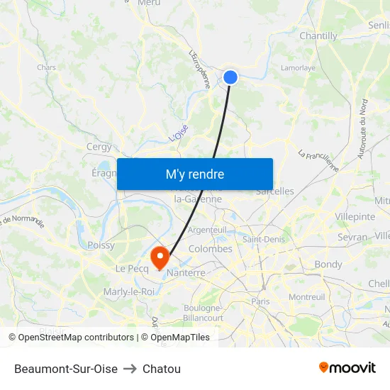 Beaumont-Sur-Oise to Chatou map
