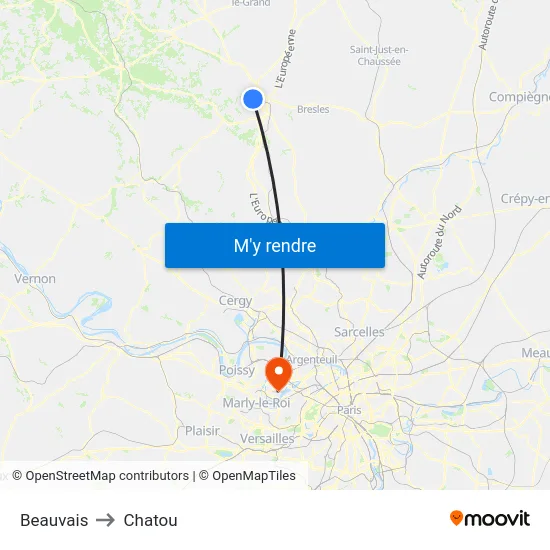 Beauvais to Chatou map