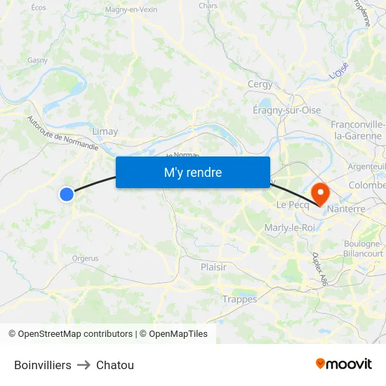 Boinvilliers to Chatou map