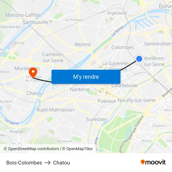 Bois-Colombes to Chatou map