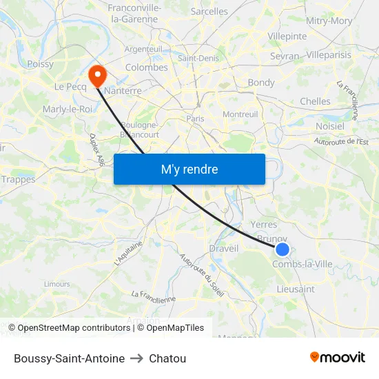 Boussy-Saint-Antoine to Chatou map