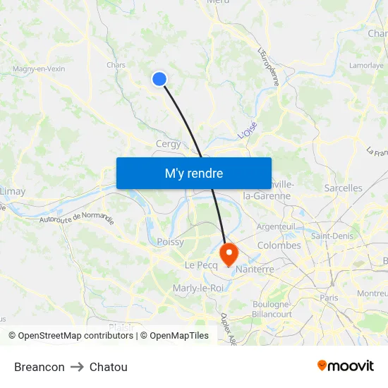 Breancon to Chatou map