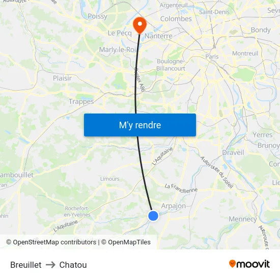 Breuillet to Chatou map