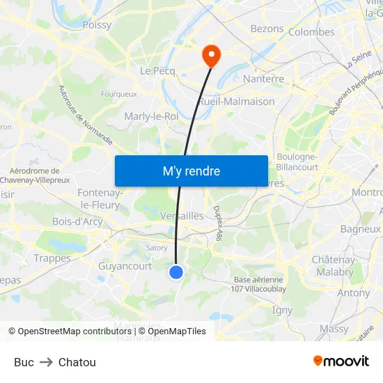 Buc to Chatou map