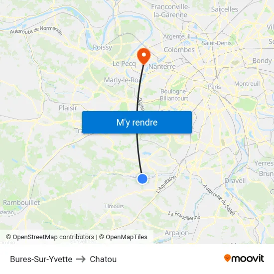 Bures-Sur-Yvette to Chatou map