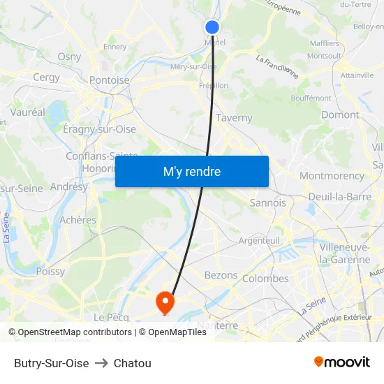 Butry-Sur-Oise to Chatou map
