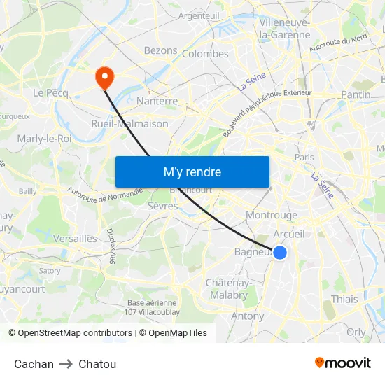 Cachan to Chatou map