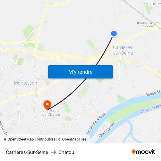Carrieres-Sur-Seine to Chatou map