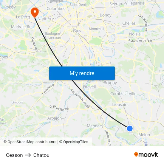 Cesson to Chatou map