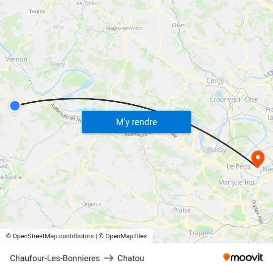 Chaufour-Les-Bonnieres to Chatou map