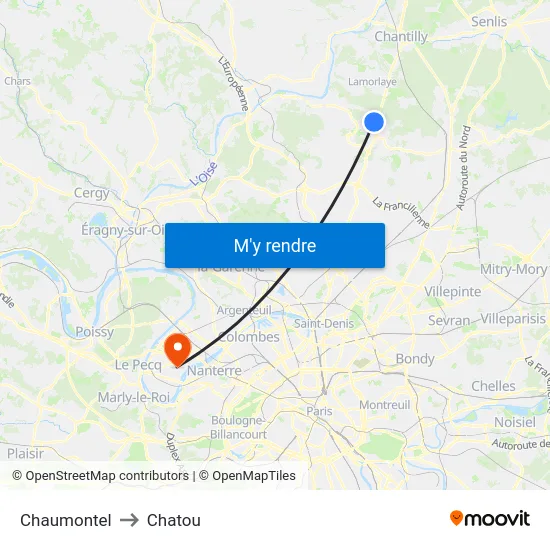 Chaumontel to Chatou map