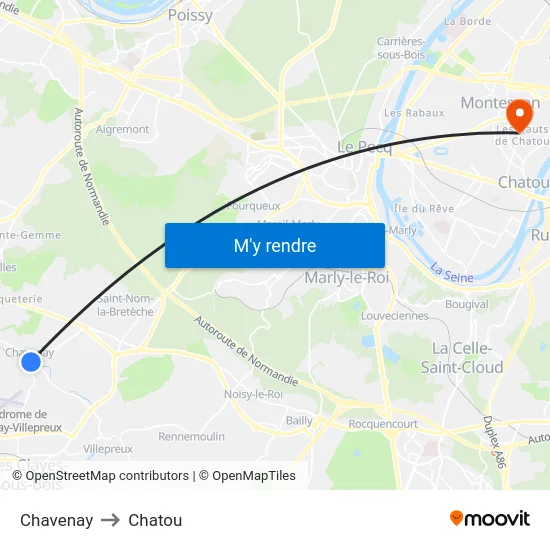 Chavenay to Chatou map