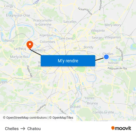 Chelles to Chatou map