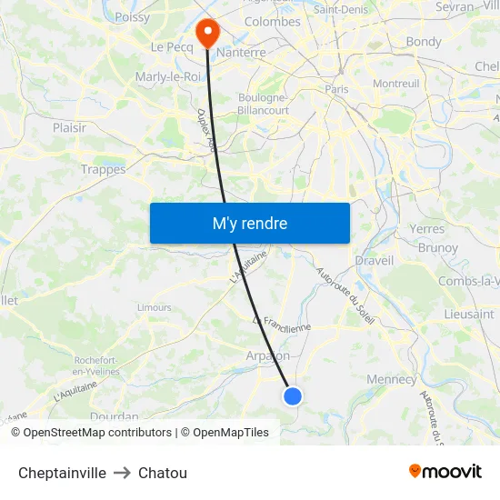 Cheptainville to Chatou map