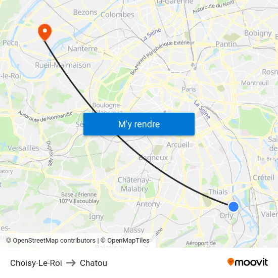 Choisy-Le-Roi to Chatou map