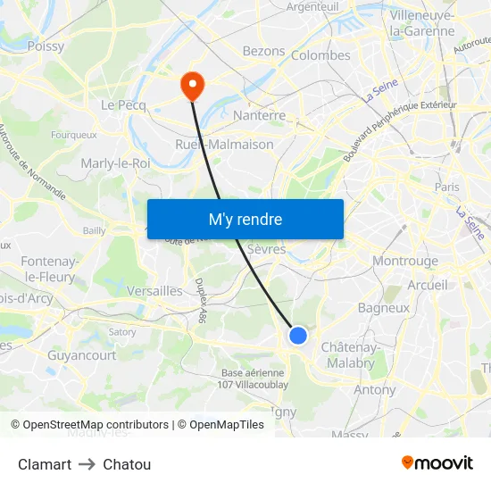 Clamart to Chatou map