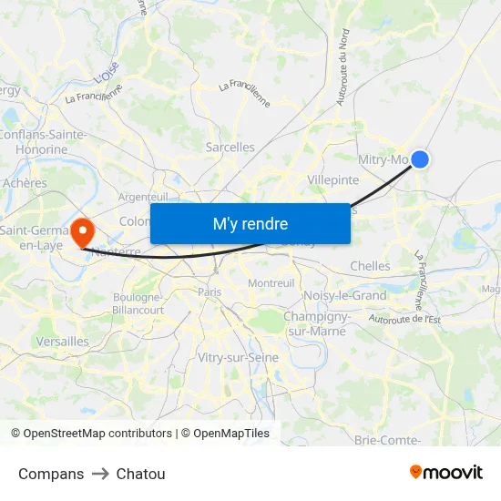 Compans to Chatou map