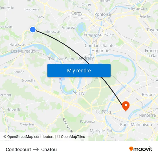 Condecourt to Chatou map