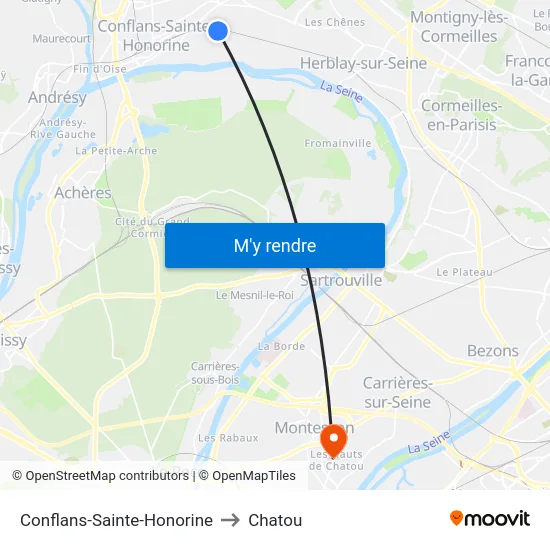 Conflans-Sainte-Honorine to Chatou map
