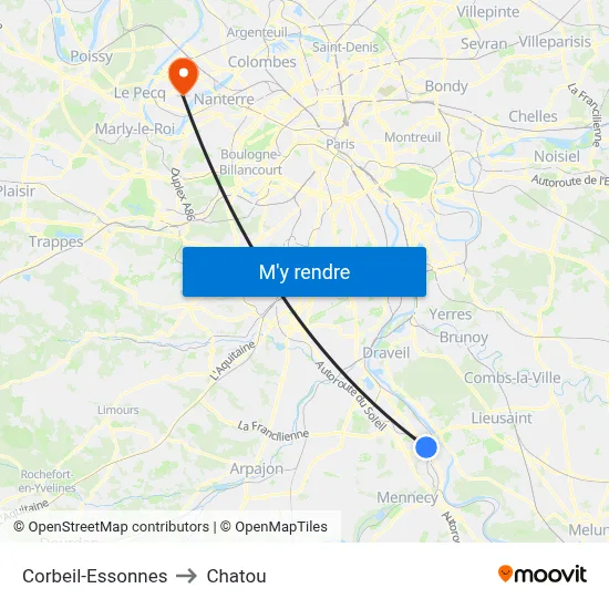 Corbeil-Essonnes to Chatou map