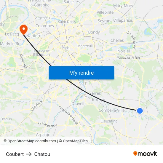 Coubert to Chatou map