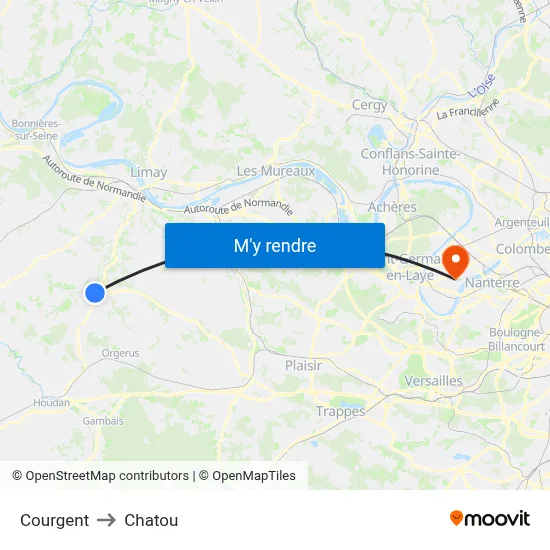 Courgent to Chatou map